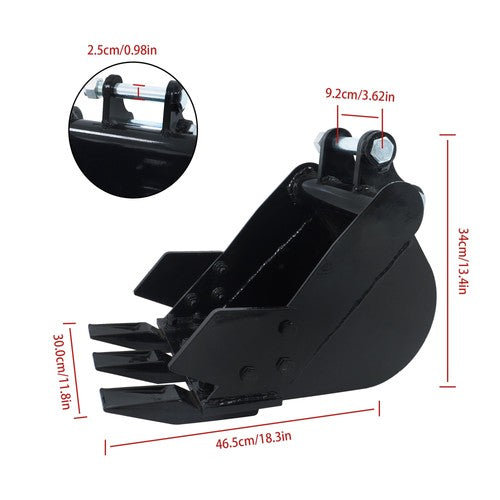 DURAFORCE 12" 300 mm Mini Excavators Attachment Narrow Bucket For 1-2 Ton Small Diggers