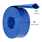 DURAFORCE 3" x 100 ft Blue PVC Lay Flat Water Discharge Pump Hoses，With 2 Clamps