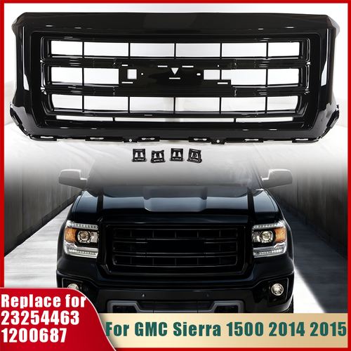 DURAFORCE Front Bumper Grille Gloss Black For GMC Sierra 1500 2014 2015 SLT Style 23254463