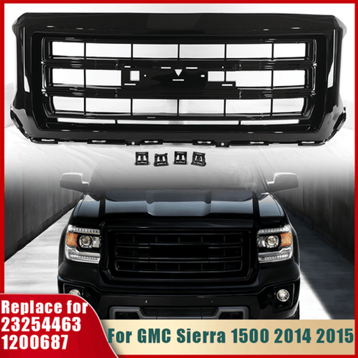 DURAFORCE Front Bumper Grille Gloss Black For GMC Sierra 1500 2014 2015 SLT Style 23254463