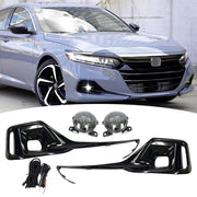 DURAFORCE For 2021 2022 Honda Accord Front Bumper LED Fog Lights Lamps LH RH w/Cover