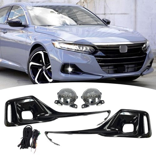 DURAFORCE For 2021 2022 Honda Accord Front Bumper LED Fog Lights Lamps LH RH w/Cover
