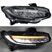 DURAFORCE Headlight Headlamp Chrome Housing For Honda Civic 2016-2019 Passenger Right Side
