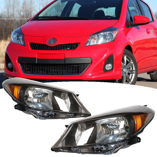 DURAFORCE Halogen Headlights Pair for 2012-2014 for Toyota Yaris Hatchback LH RH