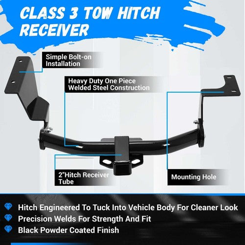Bumper Class III Trailer Hitch 2 Receiver for Honda CRV 2007-2011 Powder Coated