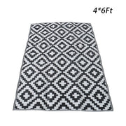 DURAFORCE Waterproof Outdoor Carpet Black & White 4x6FT Plastic Straw Rug For Camping