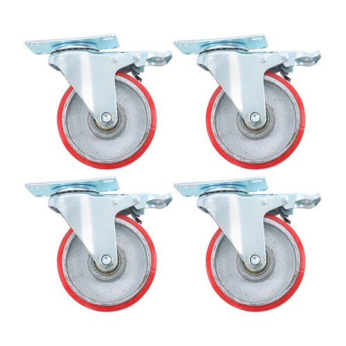DURAFORCE 4 Inch Heavy Duty Casters, Swivel Caster Wheels with Brake, Polyurethane