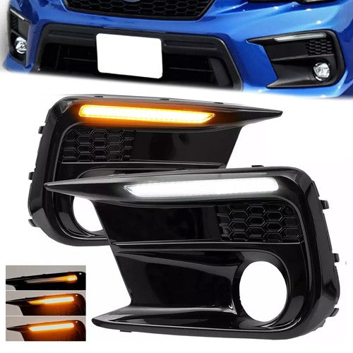 DURAFORCE For Subaru WRX STI 18-21 Switchback Sequential LED DRL Fog Light Cover Kit Bezel