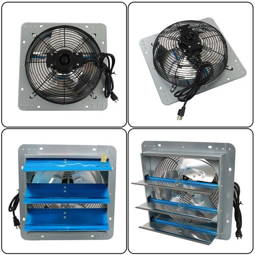 DURAFORCE 12Inch Aluminum Wall Mounted Shutter Exhaust Fan With 1.65 Meters Power Cord Kit