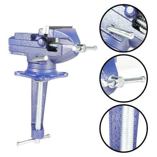 DURAFORCE For Workbench 3.2"- Multi-Functional Portable 360° Swivel Base 2-In-1 Bench Vise