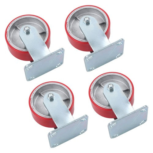 DURAFORCE 4 Pcs Polyurethane 3200Lbs 5"×2" Caster Wheels Red Straight Wheels Heavy Duty