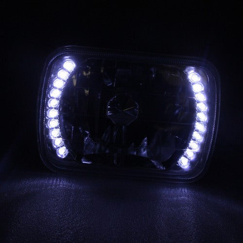 DURAFORCE 7X6" inch Clear Glass Lens White Headlight LED For Toyota Tacoma 4Runner Pickup