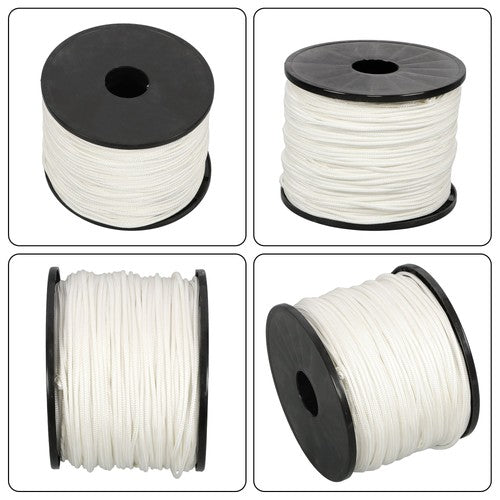 DURAFORCE 1/8 inch White Dacron Polyester Rope - 500 Foot Spool | Solid Braid