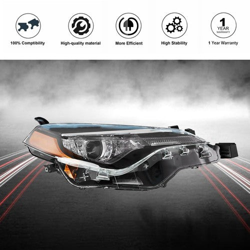 DURAFORCE Fit For Toyota Corolla L LE Eco 2017-2019 RH Headlight Replacement Halogen