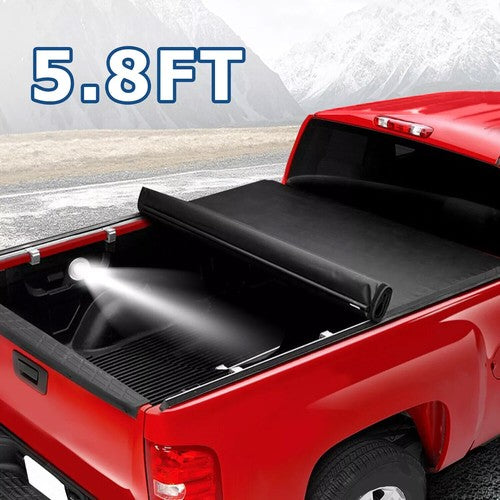 DURAFORCE Soft Roll Up 5.8 FT Tonneau Cover with Light for GMC Sierra Silverado 1500 2007-2025