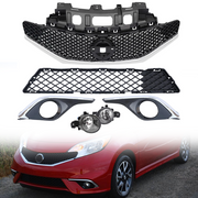 DURAFORCE 6pcs Front Bumper Upper Lower Grille Fog Lights for 2015-2016 for Nissan Note