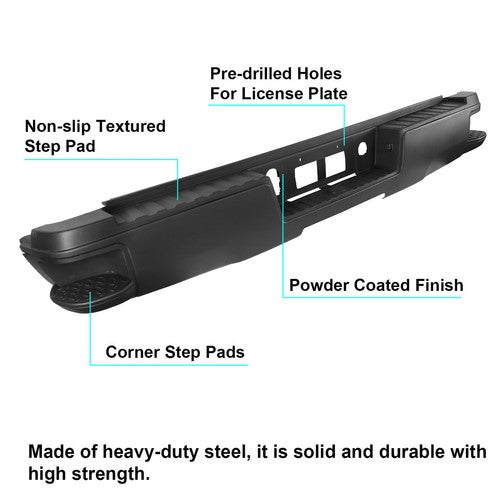 DURAFORCE For 2014-2018 Chevy Silverado Sierra 1500 Black Rear Step Bumper w/o Sensor