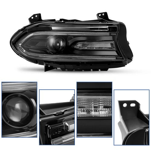 Pair LED DRL Projector Headlights Assemblies for Dodge Charger 2015 2023 LH RH