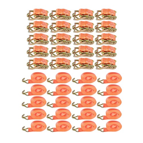 DURAFORCE 20 Pack 1.5" x 20' Ratchet Tie Down Straps with J Hooks Heavy Duty 4000lbs Strap
