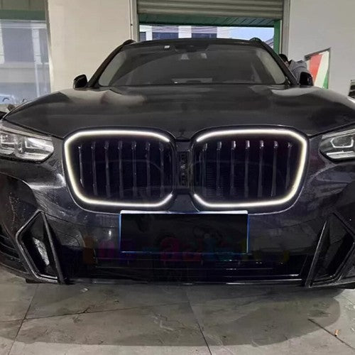 For BMW 2022-2024 X3 X4 G01 G02 Front Bumper Kidney DRL Grill Grille With LED