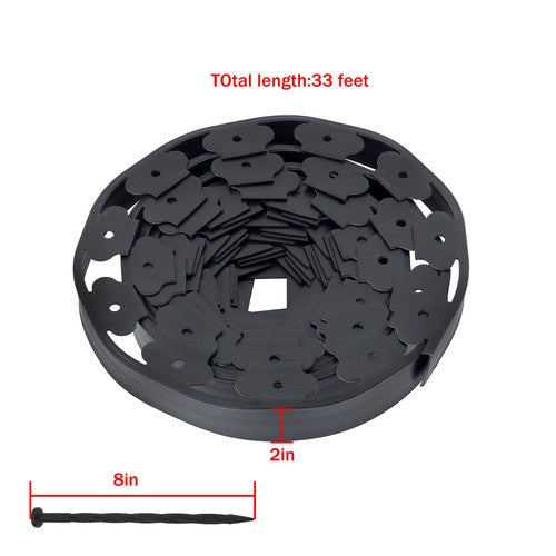 DURAFORCE 2" Garden Landscape Edging 33 Feet No Dig Lawn Edging Border With 30 8-In Spike