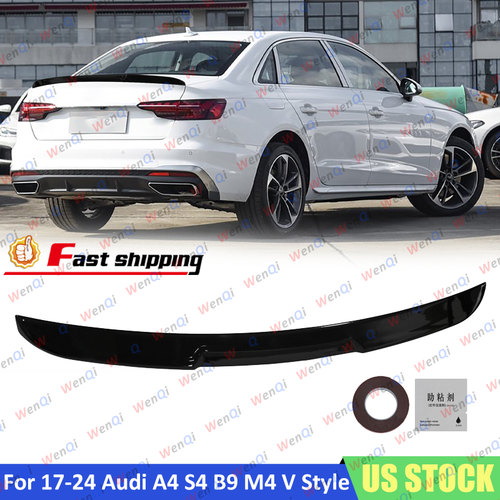 Rear Trunk Spoiler Wing For 2017-2023 2024 Audi A4 S4 B9 Sedan Glossy Black