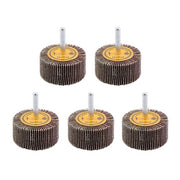 DURAFORCE Aluminum Oxide Shank Mounted Flap Wheels, 2" x 1" x 1/4", 120 Grit - 5 Pack