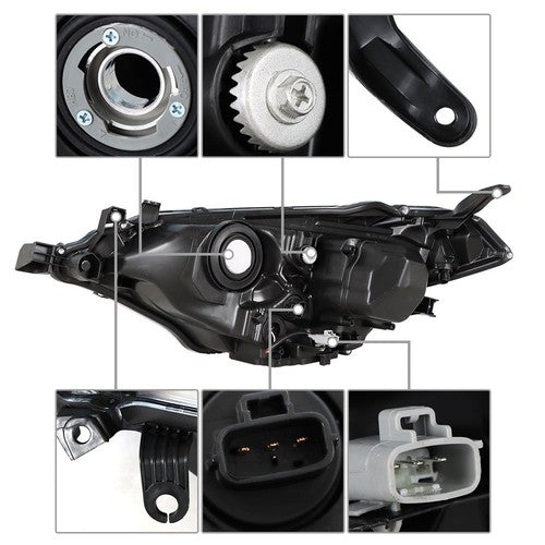 DURAFORCE Headlight For Toyota Corolla 2014-2016 Headlamps Passenger Side Clear RH Housing