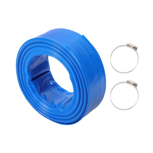 DURAFORCE 2" x 50FT Irrigation Discharge PVC Hose with Two Hose Collets Blue