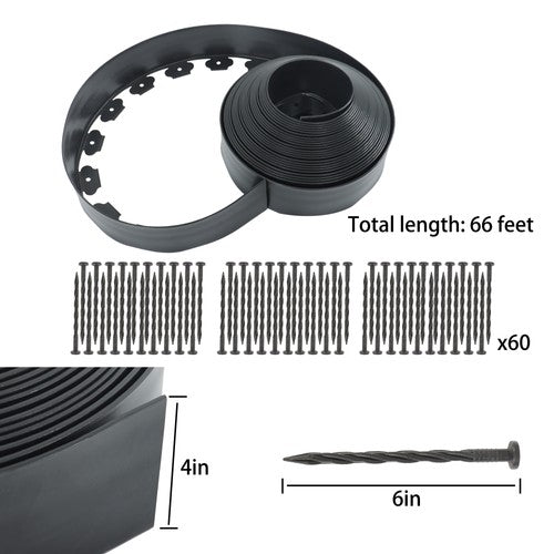 DURAFORCE 60pcs Anchoring Spik L-shaped 60FT Garden Edge Lawn Grass Stone Isolation Strip