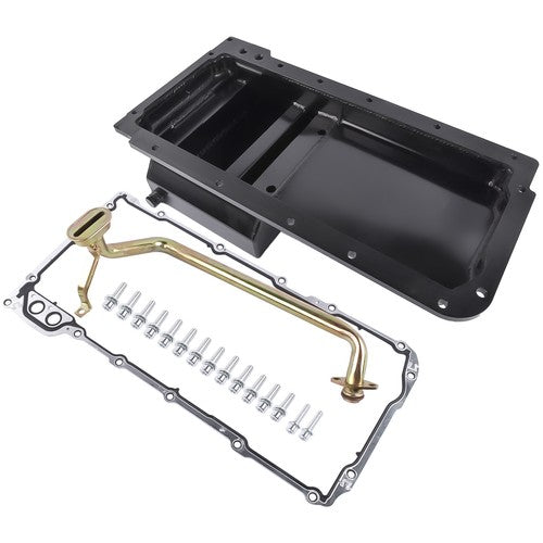 DURAFORCE Rear Engine Oil Pan w/ Gasket For GM LS LS1 LS2 LS3 LS6 7 Quarts Black Aluminum
