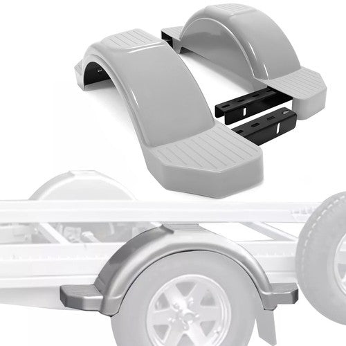 DURAFORCE Set Of 2 Single Axle Trailer Fenders w Steps For 12 Inch Wheels Tires Skirt Boat