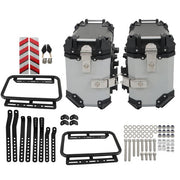 DURAFORCE Silver 36L Motorcycle Side Case Hard Saddlebag Box Trunk Tour with Support Racks