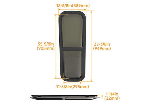 DURAFORCE RV Window 12" W x 36" H For Cargo Trailer Vertical Slider W/ Trim & Screen