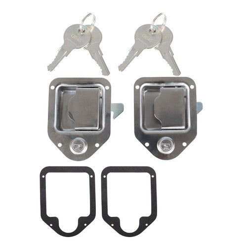 DURAFORCE 4-3/8" x 3-1/4" 2 Stainless Door Lock For RV Trailer Toolbox Handle Latch Key