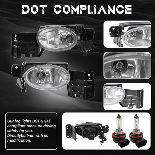 DURAFORCE Front Bumper Fog Lights W/Bulb for Honda Accord Crosstour 3.5L 2010-2012