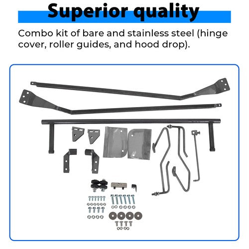 Hood Flip Tilt Combo Kit Stainless Steel Rubber For Ford F100 F 100 1953-1956