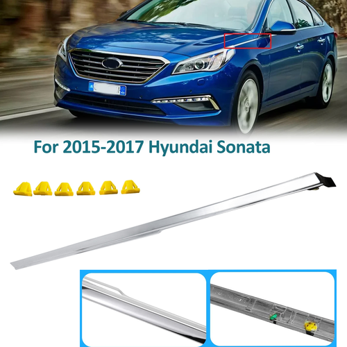 DURAFORCE Front Fender Chrome Garnish Molding Trim Left for 2015-2017 for Hyundai Sonata