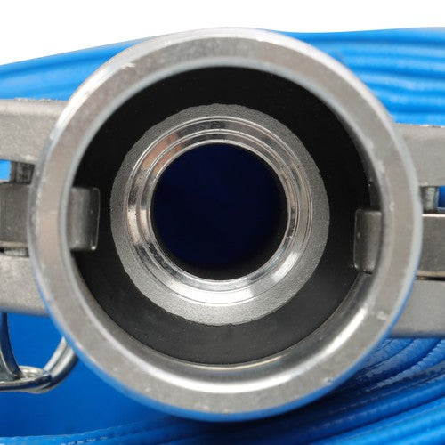 DURAFORCE Blue 1-1/4" x 50FT PVC Irrigation Discharge Hose W/Aluminum Connectors for Pools