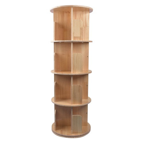DURAFORCE Rotating Bookshelf 360 Degrees 4 Tier Stackable Solid Wood Bookshelf for Home