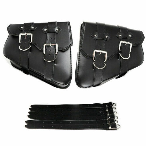 DURAFORCE New For Sportster 883 Dyna Moto PU Leather Luggage Tool Saddlebag Saddle Bags