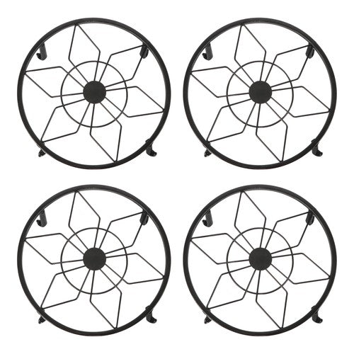 DURAFORCE 4 Pack 9inch Black Metal Plant Stands Heavy Duty Plants Holder Flower Pot Stand