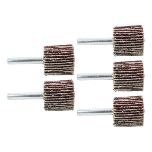DURAFORCE 5 Pack 1" x 1" x 1/4" Shank Mounted Flap Wheels 60 Grit Aluminum Oxide