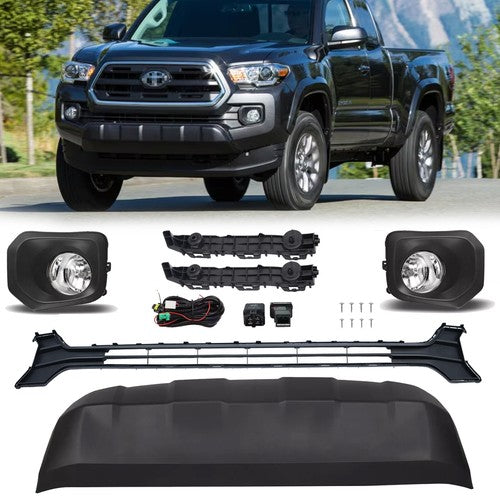 DURAFORCE Front Grille Valance Fog Light Bezels Bracket Set for 2016-2023 Toyota Tacoma