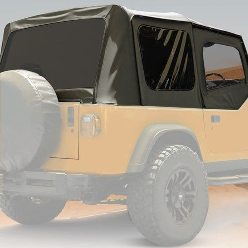 DURAFORCE Soft Top FOR HALF DOORS BLACK Replacement 9870217 For 87 88-95 Jeep YJ Wrangler