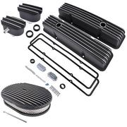 DURAFORCE For Chevy SBC 58-86 Finned Tall Valve Covers & 12" Air Cleaner & Breather Kit