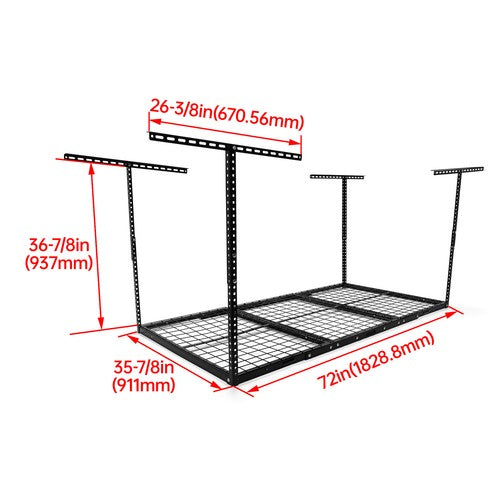 DURAFORCE New 3x6 Adjustable Ceiling Overhead Garage Storage Rack Safe Stable Shelf