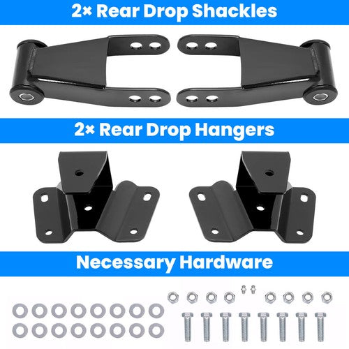 4 Inch Drop Kit Leveling Lowering Shackles Hangers for 1973-1996 Ford F150 F100