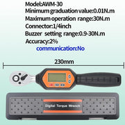 DURAFORCE New AWM-30 N 1/4 inches Mini Digital Reversible Torque Wrench 0.66-22.12 ft-lbs