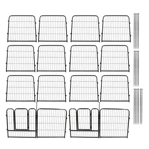 DURAFORCE 16 Panels 24x24 inch Dog Playpen Crate Fence Pet PlayPen Exercise Cage